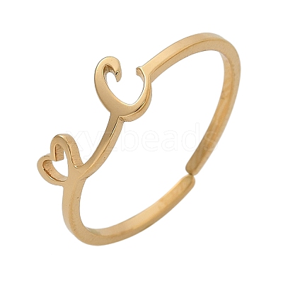 304 Stainless Steel Cuff Rings for Women RJEW-D285-01G-C-1