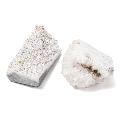 Electroplated Natural Druzy Quartz Crystal Cluster Ornaments RABO-PW0001-179A-1