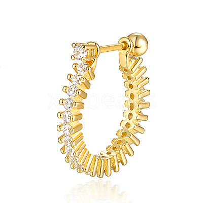S925 Sterling Silver Geometric Hoop Earrings with Sparkling Diamonds HO0810-3-1
