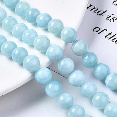Natural Dyed Yellow Jade Gemstone Bead Strands X-G-R271-10mm-Y04-1