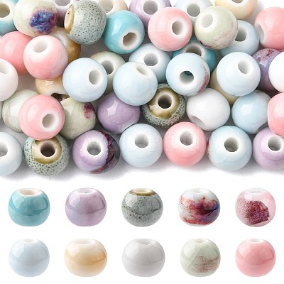 68Pcs 9 Colors Handmade Porcelain Beads PORC-FS0001-23C-1