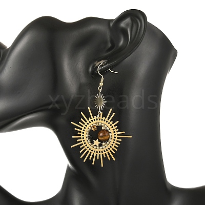 Brass Glass Dangle Earrings EJEW-MZ00802-1