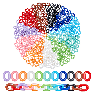 330pcs 11 Colors Acrylic Linking Rings SACR-PH0001-05-1
