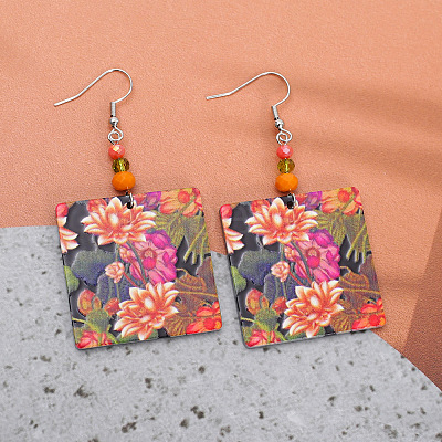 Acrylic & Glass Dangle Earrings FS-WG5F1EE-01-1