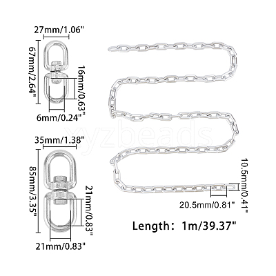 2Pcs 2 Sizes 304 Stainless Steel Double Eye Swivel Clasps STAS-GA0001-09-1