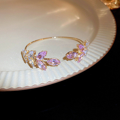 Alloy Rhinestone Cuff Bangles for Women WGA6A1A-02-1