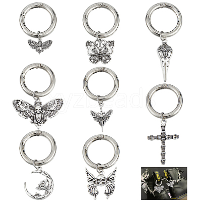 16Pcs 8 Style Cross/Butterfly/Moon Alloy Shoe Decoration HJEW-AB00624-1