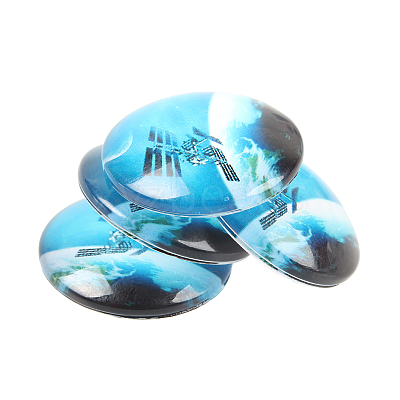 Starry Sky Printed Glass Half Round/Dome Cabochons GGLA-N004-10mm-D-1