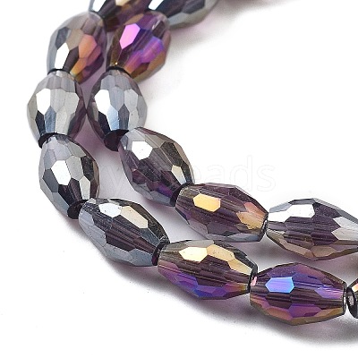 Transparent Electroplate Glass Beads Strands EGLA-A037-T6x8mm-B14-1