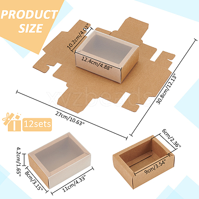 Foldable Paper Drawer Boxes with Clear Plastic Cover LS-CON-WH0095-68B-05-1