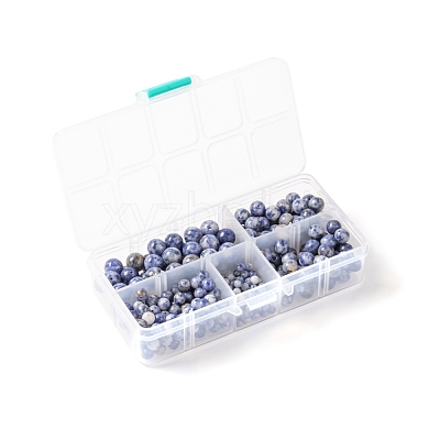 340Pcs 4 Sizes Natural Blue Spot Jasper Beads G-LS0001-17-1