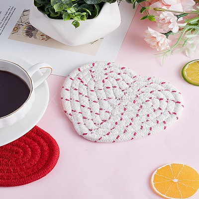 2Pcs 2 Colors Cotton Cup Mats AJEW-LP0006-41A-1