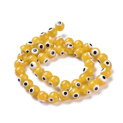 Handmade Evil Eye Lampwork Round Bead Strands LAMP-L055-8mm-01-1