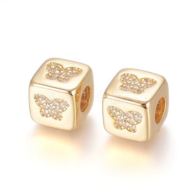 Brass Micro Pave Cubic Zirconia European Beads ZIRC-G162-14G-11-1