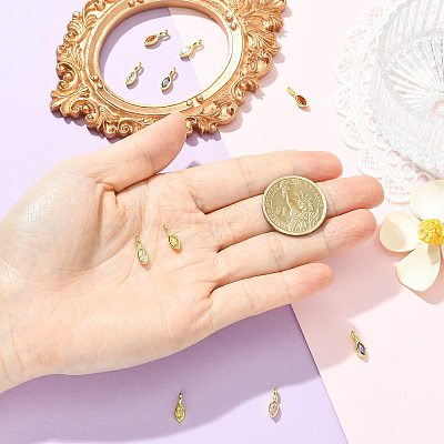 10Pcs 5 Colors Horse Eye Brass Micro Pave Cubic Zirconia Charms KK-FS0002-13A-1