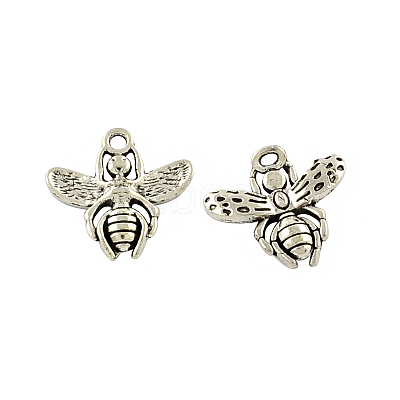 Tibetan Style Alloy Bee Pendants TIBEP-Q043-240-RS-1