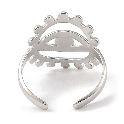 304 Stainless Steel Open Cuff Ring for Women RJEW-F166-02P-02-1