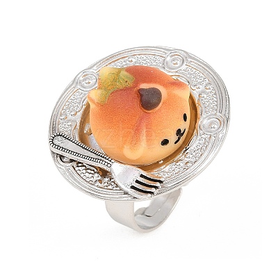 Afternoon Tea Resin & Plastic Adjustable Finger Rings for Women RJEW-K317-01D-1