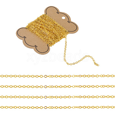 5M Brass Flat Oval Cable Chains CHC-TADJ0001-02G-1