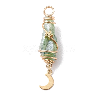 3Pcs 3 Styles Electroplated Natural Quartz Crystal Copper Wire Wrapped Pendants PALLOY-JF02586-06-1