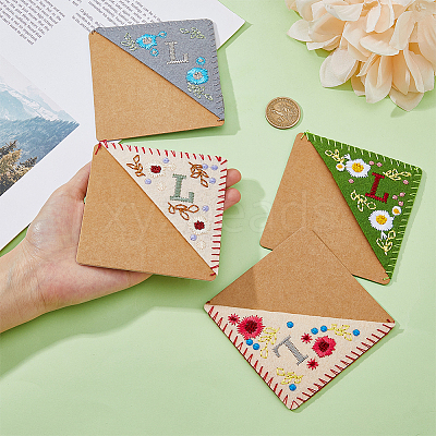 4Pcs 4 Style Felt Embroidery Bookmarks FIND-HY0003-46L-1