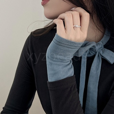 925 Sterling Silver Open Cuff Ring for Woman RJEW-M164-01-1