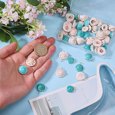 52Pcs 2 Styles Natural Shiva Eye Shell Pendants PALLOY-CA00035-1