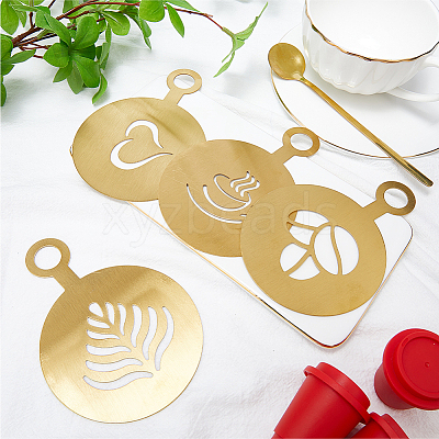 430 Stainless Steel Coffee Latte Art Molds AJEW-WH0038-40G-1