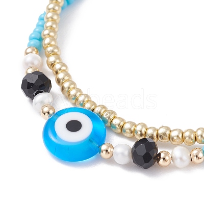 Evil Eye Multi-strand Bracelet for Girl Women BJEW-JB07111-02-1