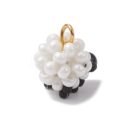 Glass Seed Beaded Sheep Charms PALLOY-MZ00545-1