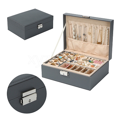 Rectangle PU Leather Jewerly Organizer Case with Clasps PW-WG93289-06-1