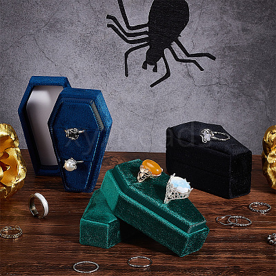 Halloween Theme Coffin Shaped Velvet Finger Ring Boxes VBOX-WH0015-01A-1