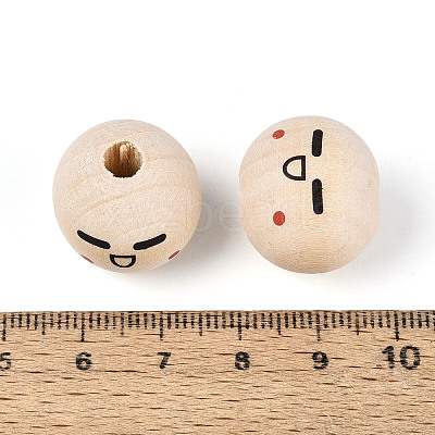 Printed Schima Wood Beads WOOD-T033-02F-1