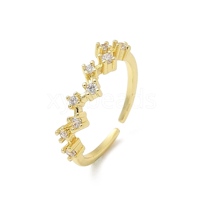 Star Clear Cubic Zirconia Cuff Rings RJEW-G337-03G-1