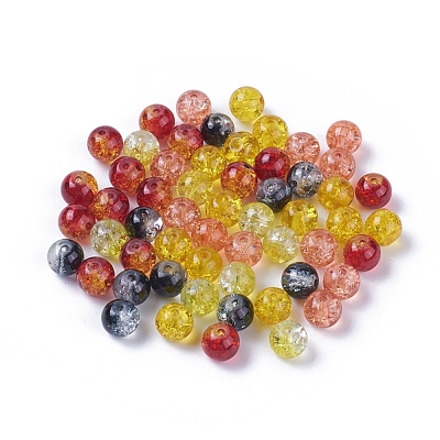 5 Colors Spray Painted & Baking Paint Crackle Glass Beads CCG-X0010-07-8mm-1