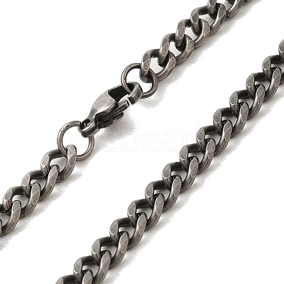 Retro 304 Stainless Steel Cuban Link Chain Necklaces NJEW-L173-027AS-01-1