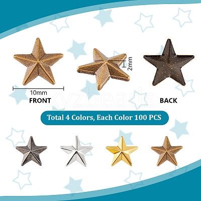 400Pcs 4 Colors Brass Cabochons KK-PH0010-76-1