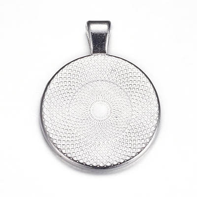 Flat Round Alloy Pendant Cabochon Settings LS-PALLOY-A15654-N-1