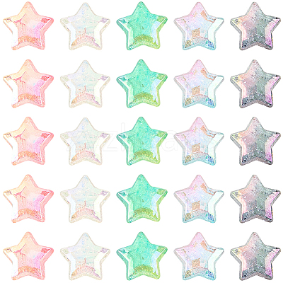 60Pcs 5 Colors UV Plating Transparent Crackle Acrylic Beads OACR-PA0001-04-1