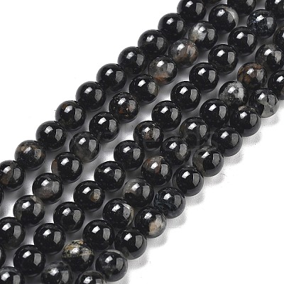 Natural Black Tourmaline Beads Strands G-Q031-A01-6mm-1