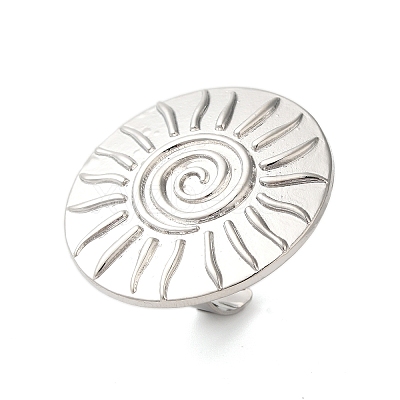 Big Flat Round with Sun Alloy Open Cuff Rings for Women LS-RJEW-U006-04P-1