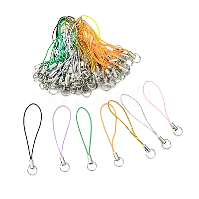 100Pcs Polyester Cord Mobile Straps MOBA-FS0001-02H-1