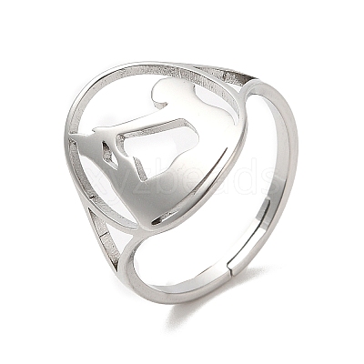 Non-Tarnish 304 Stainless Steel Yoga Adjustable Ring for Women RJEW-M149-27P-1
