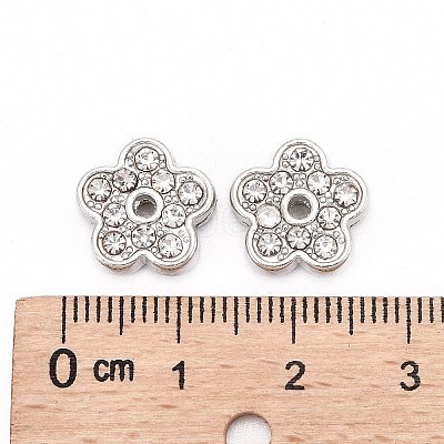 Flower Alloy Rhinestone Slide Charms RSB358-3P-1
