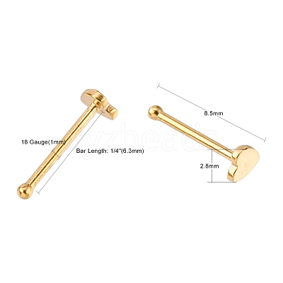Heart 304 Stainless Steel Nose Studs X-AJEW-L056-04G-1