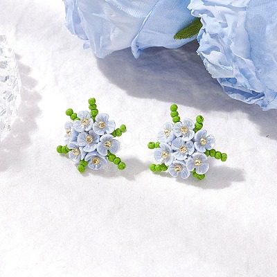 304 Stainless Steel Flower Stud Earrings EJEW-MZ00457-1