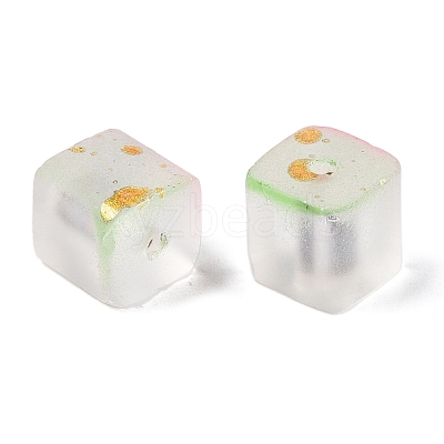 Frosted Glass Beads with Golden Glitter Powder X1-DGLA-NH001-8mm-01E-1