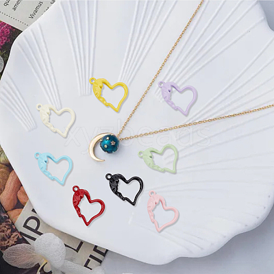 32Pcs 8 Colors Spray Painted Alloy Pendants PALLOY-DR0001-01-1