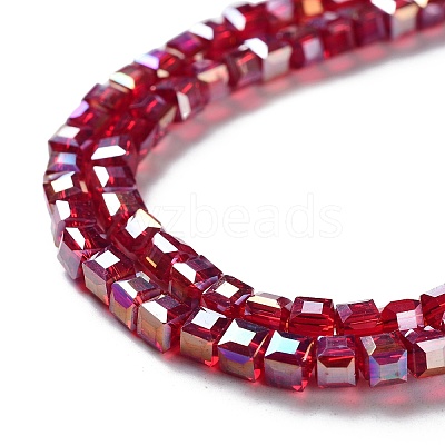 Electroplate Glass Beads Strands X-EGLA-R030-4x4mm-04-1
