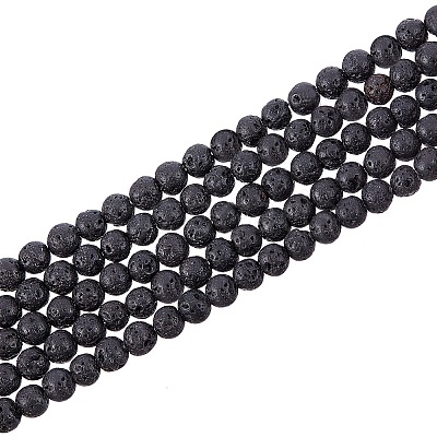 Natural Lava Rock Gemstone Round Bead Strands X-G-R285-4mm-06-1